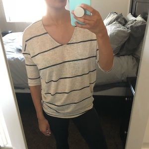 Stripe quarter sleeve top